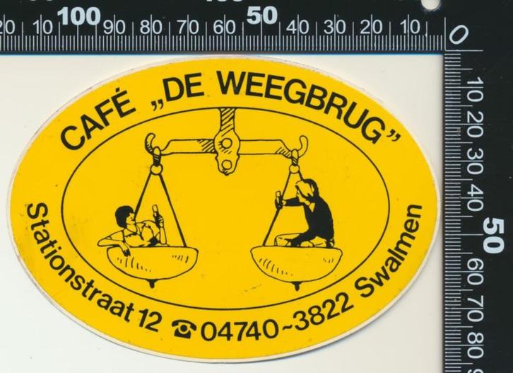 Sticker: Cafe De Weegbrug - Swalmen, Verzamelen, Stickers, Zo goed als nieuw, Bedrijf of Vereniging, Ophalen of Verzenden