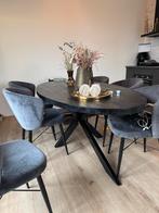 Ovale zwarte eettafel, Huis en Inrichting, Tafels | Eettafels, Ophalen, Gebruikt, 100 tot 150 cm, 200 cm of meer