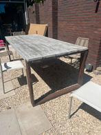 Tuintafel Steigerhout met stalen poten, eettafel,, Ophalen, Gebruikt, Rechthoekig, Hout