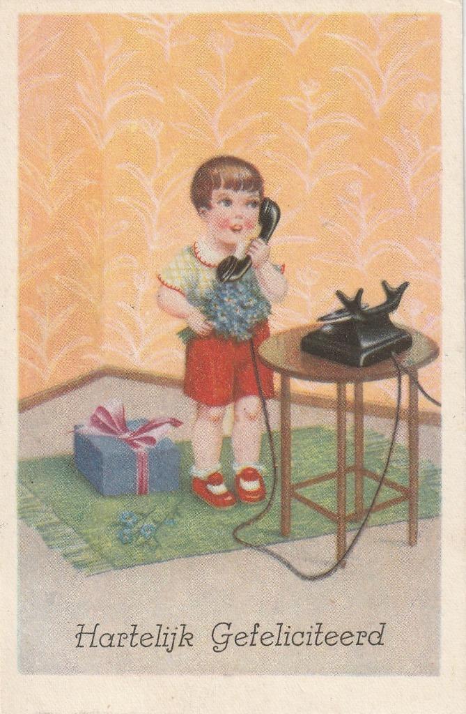JONGEN TELEFOON UIT 1938 ZEER MOOIE OUDE KAART KH911, Verzamelen, Ansichtkaarten | Themakaarten, Gelopen, 1920 tot 1940, Kinderen