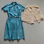 Vintage zijden jurkje blauw maat S, Blauw, Ophalen of Verzenden, Knielengte, Maat 36 (S)