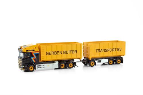 GERBEN BUITER; SCANIA R HIGHLINE CR20H 6X2 TAG AXLE + HOOK L, Hobby en Vrije tijd, Modelauto's | 1:50, Zo goed als nieuw, Bus of Vrachtwagen