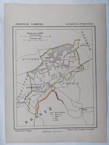 27 / Gemeente Ittervoort Limburg Litho uit 1866 J. Kuyper beschikbaar voor biedingen