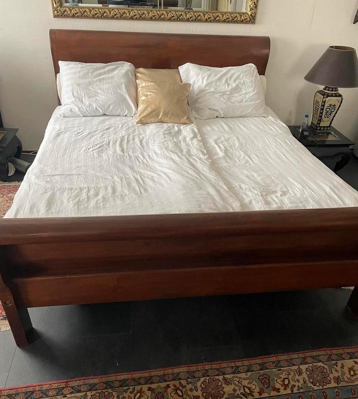 Massief Teakhouten Bedombouw 180 x 200, Huis en Inrichting, Slaapkamer | Bedden, Zo goed als nieuw, Tweepersoons, 180 cm, Hout