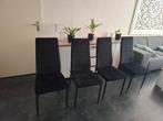 Stoelen zwart fluweel 4 stuks, Huis en Inrichting, Ophalen, Zo goed als nieuw, Zwart