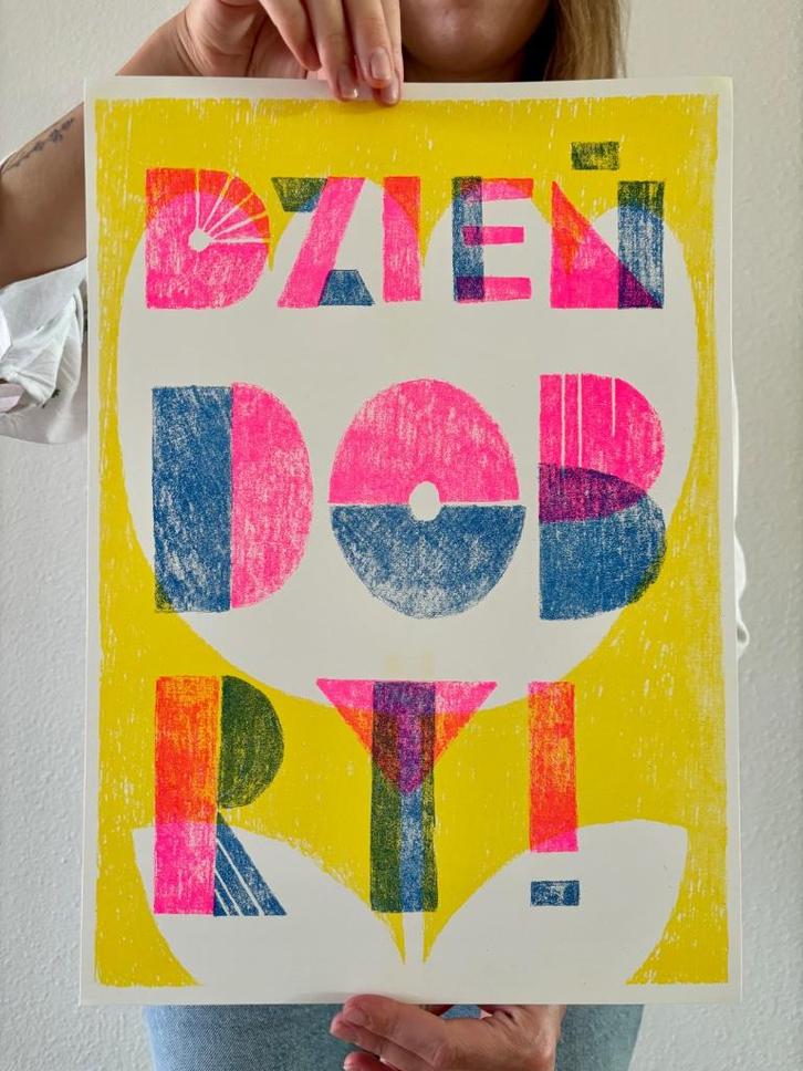 Poster „Dzień dobry”, Antiek en Kunst, Kunst | Overige Kunst, Ophalen of Verzenden