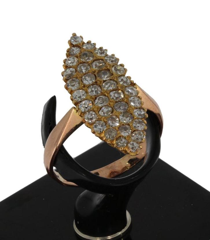 36 diamanten prinsessen ring 14k goud luxe vintage dames, Sieraden, Tassen en Uiterlijk, Antieke sieraden, Ring, Goud, Met edelsteen