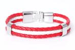 Rode witte leren armband (mannen vrouwen lederen leer), Verzenden, Nieuw, Leer