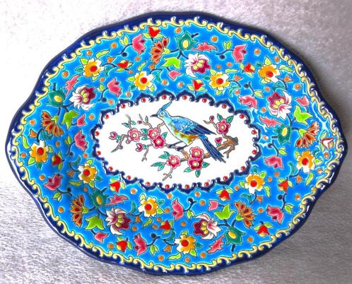 Grote ovale schaal Emaux de Longwy (28.5cm!), Antiek en Kunst, Antiek | Schalen, Ophalen
