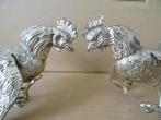 Stel kemphanen zwaar verzilverde kemphanen 13cm vintage 1950, Antiek en Kunst, Ophalen of Verzenden