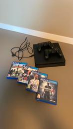 Playstation 4 slim edition met 4 spellen, Spelcomputers en Games, Spelcomputers | Sony PlayStation 4, Met 2 controllers, Ophalen of Verzenden