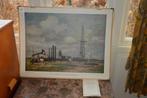 Antieke schoolplaat J.B. Wolters: Het olieveld van Schoonebe, Antiek en Kunst, Ophalen of Verzenden, Stad- en Dorpsgezichten