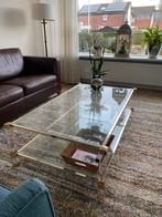 Salontafel glas met gouden rand, Ophalen, Gebruikt, 100 tot 150 cm, 50 tot 100 cm