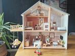 Houten poppenhuis incl. meubels en poppetjes, Kinderen en Baby's, Speelgoed | Poppenhuizen, Ophalen, Gebruikt