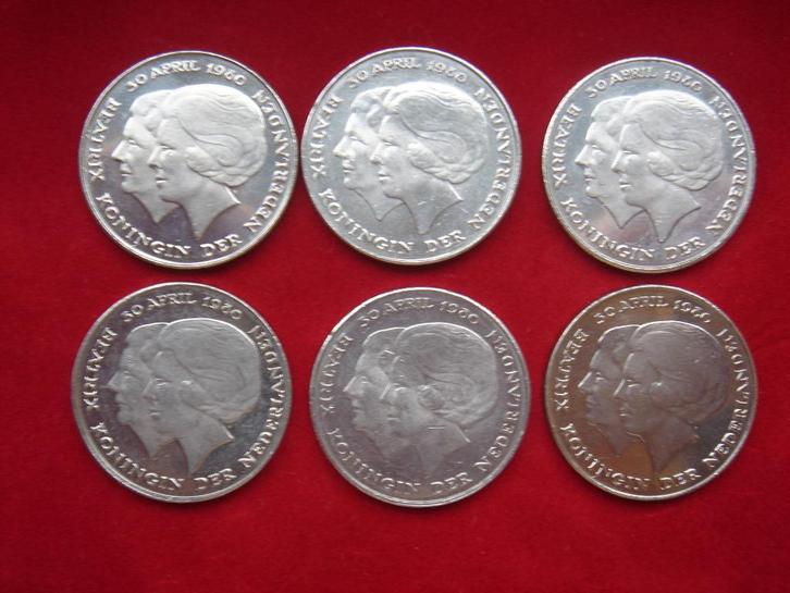 6 Rijksdaalders Troonswisseling Juliana - Beatrix 1980, Postzegels en Munten, Munten | Nederland, Losse munt, 2½ gulden, Koningin Juliana