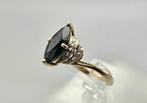 Gouden Vintage ring edelsteen saffier en diamant. 2024/224., Goud, Met edelsteen, Ophalen of Verzenden, Ring