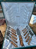 Monneret Vintage Dessertset Bamboe Handvatten in Koffer, Antiek en Kunst, Ophalen of Verzenden