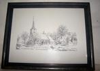 (Pen)tekening Hillegonda Kerk Hillegersberg. Leo Mak. Izgs., Antiek en Kunst, Ophalen of Verzenden