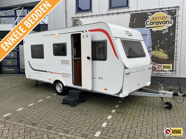 Carado 167L ENKELE BEDDEN-UNICO, Caravans en Kamperen, Caravans, Bedrijf, tot en met 3, 750 - 1000 kg, Standaardzit, Carado, 2 aparte bedden