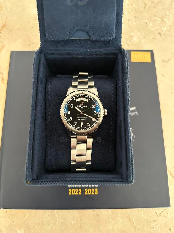 Breitling Aviator 8 Automatic Day & Date 41 Black, Sieraden, Tassen en Uiterlijk, Horloges | Heren, Zo goed als nieuw, Polshorloge