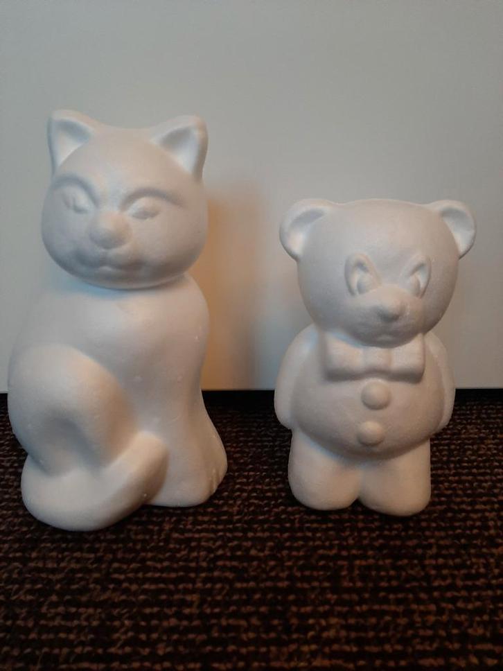 Styropor Kat en Beer - Knutselproject, Hobby en Vrije tijd, Knutselen, Zo goed als nieuw, Knutselwerk, Ophalen of Verzenden