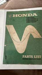 Honda Parts list CB 750  K1 K2 P, Motoren, Ophalen of Verzenden, Honda