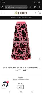 Rok met kattenprint - Zwart/Roze - Maat L - Nieuw, Zwart, Maat 42/44 (L), Nieuw, Ophalen of Verzenden