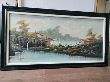 Indonesisch schilderij 130*70 cm beschikbaar voor biedingen