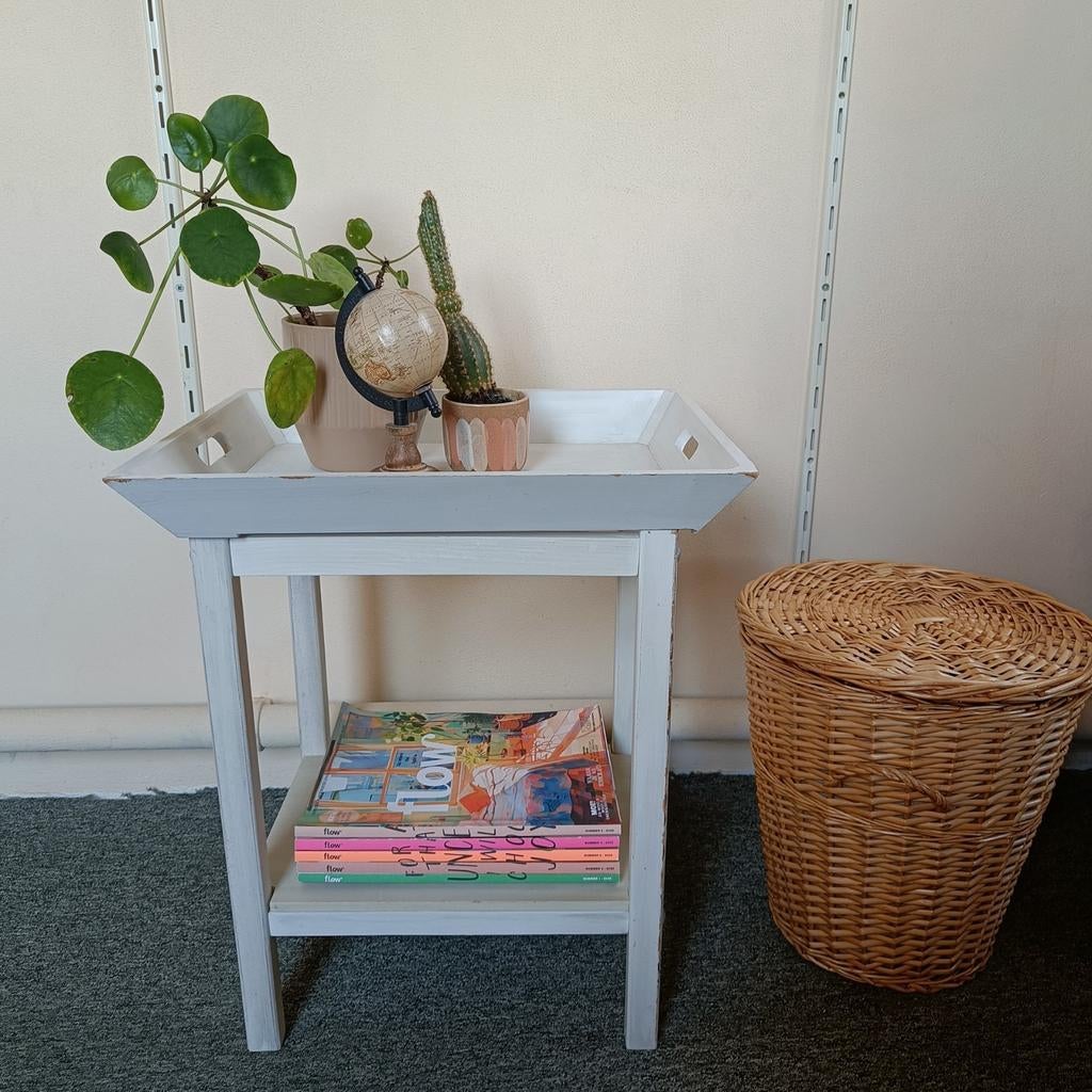 Houten bijzettafel, Huis en Inrichting, Tafels | Sidetables, Ophalen, Gebruikt, 50 tot 100 cm, Rond