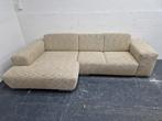 Bank met longchair / hoekbank in beige weefstof, Huis en Inrichting, Banken | Bankstellen, Ophalen, 250 tot 300 cm, Gebruikt, Hoekbank