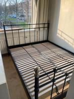 Metaal Bed 160 x 200 cm met latenbodem en matras., Ophalen, Zwart, Tweepersoons, Zo goed als nieuw