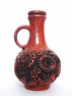 Vintage 60s West Germany vaas fossiel design rood keramiek, Verzenden