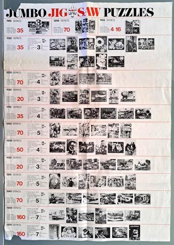 Grote Jumbo puzzel poster uit plm. 1970 (61 cm x 42 cm) beschikbaar voor biedingen