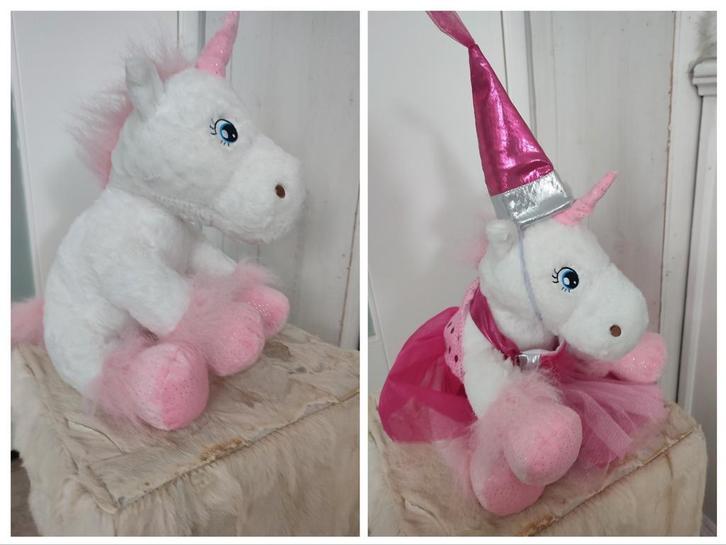 Roze Unicorn pluche knuffel met prinses outfit (zgan), Kinderen en Baby's, Speelgoed | My Little Pony, Zo goed als nieuw, Ophalen of Verzenden