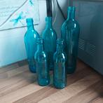 Set van 5 blauwe decoratieve flessen, Huis en Inrichting, Woonaccessoires | Vazen, Blauw, Ophalen of Verzenden, 75 cm of meer