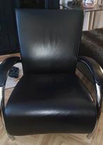 Zwart leren fauteuil/stoel of lounge meubel Italiaans design, Leer, 75 tot 100 cm, Italiaans design , industrie design, Zo goed als nieuw