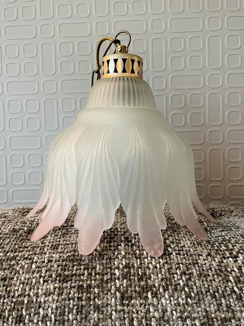 Antieke Franse Plafondlamp FROZEN GLASS, Huis en Inrichting, Lampen | Hanglampen, Zo goed als nieuw, Minder dan 50 cm, Glas, Ophalen of Verzenden