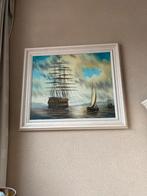 Schilderij: Zeilschepen op Zee, Antiek en Kunst, Kunst | Schilderijen | Klassiek, Ophalen of Verzenden