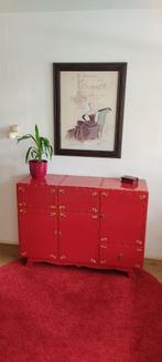 Vintage rood dressoir, Huis en Inrichting, Ophalen, Gebruikt, 100 tot 150 cm, Met deur(en)