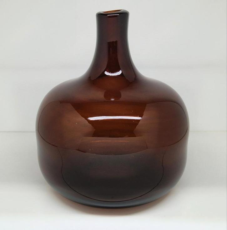 Bruine buikfles Claude Morin Dieulefit, Frankrijk 1970., Antiek en Kunst, Kunst | Designobjecten, Ophalen of Verzenden