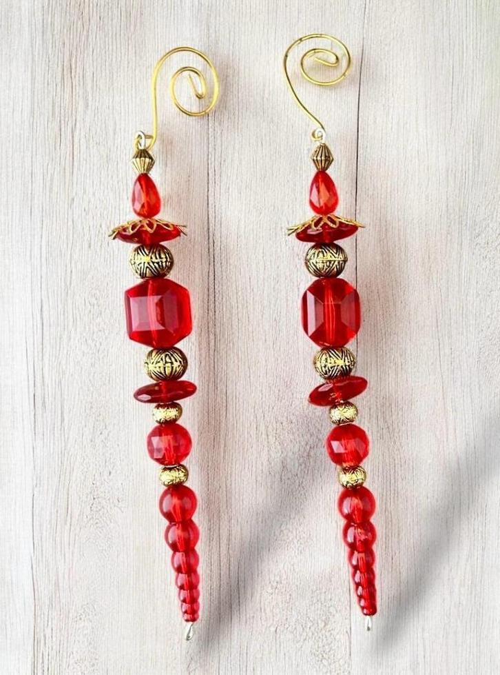 2 ijspegelversieringen voor de kerstboom., Diversen, Kerst, Zo goed als nieuw, Ophalen of Verzenden