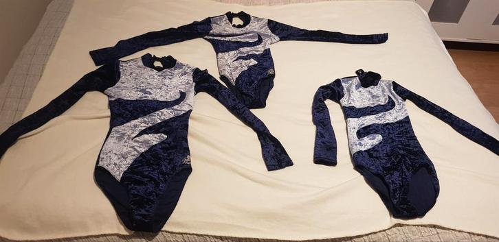 Turnpakjes maat 12 14 maat s / m 152 blauw turnpakje turnen, Sport en Fitness, Turnen, Gebruikt, Turnpak(je), Maat 36 t/m 42, Blauw