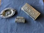 Verzilverde sigarettendoos met tafelaansteker en asbak, Antiek en Kunst, Antiek | Goud en Zilver, Ophalen of Verzenden, Zilver