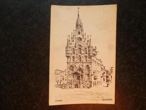 GOUDA  Pentekening B. Brobbel B, Verzamelen, Ansichtkaarten | Nederland, Zuid-Holland, Voor 1920, Verzenden