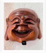 Houten dikke Happy Boeddha lachende geluksbrenger 13 x 12, Ophalen of Verzenden