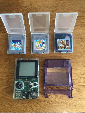 Game boy pocket transparant + 3 games en magnifier beschikbaar voor biedingen