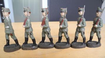 6 antieke miniatuur soldaatjes Elastolin Germany ca. 1935 beschikbaar voor biedingen