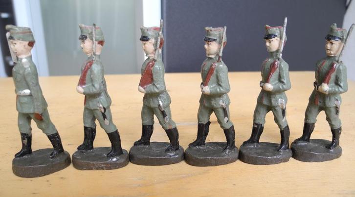 6 antieke miniatuur soldaatjes Elastolin Germany ca. 1935, Antiek en Kunst, Antiek | Speelgoed, Ophalen of Verzenden