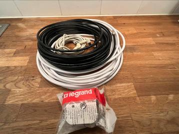 Coax kabel 2 x 10 meter en 2,5 mtr. en tv-contactdoos