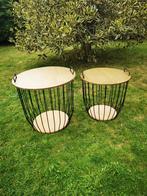 2 Bijzettafeltjes, Minder dan 55 cm, Gebruikt, Metaal of Aluminium, Rond